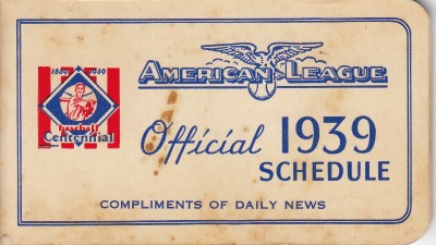 1939 American League Schedule Daily News