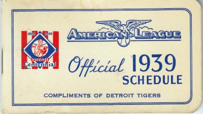 1939 American League Schedule Detroit Tigers
