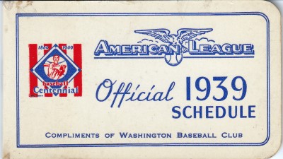 1939 American League Schedule Washington Nationals
