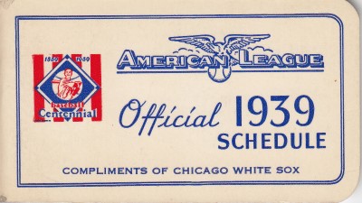 1939 American League Schedule White Sox