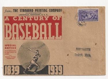 1939 A Century of Baseball Standard Printing Mailer