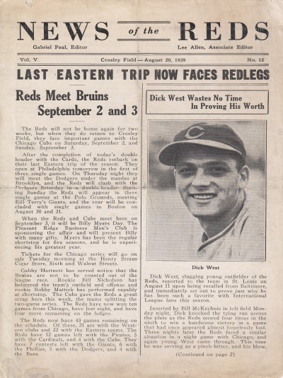 1939 Reds News Letter