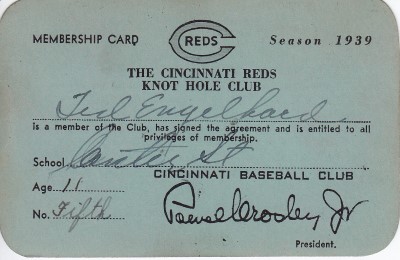 1939 Knot Hole Club Cincinnati Reds