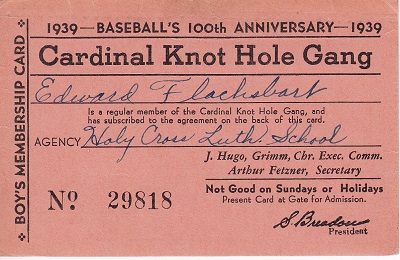 1939 Knot Hole Club St. Louis Cardinals - Boys