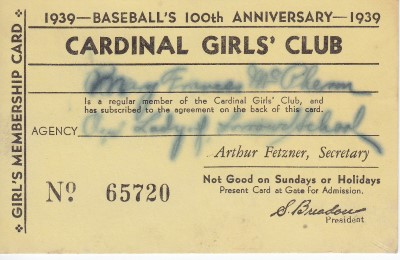 1939 Knot Hole Club St. Louis Cardinals - Girls