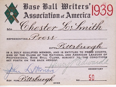 1939 Base Ball Writers Association of America