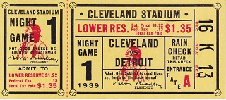 Cleveland Indians First Night Game June 27,1939