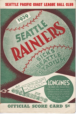 Seattle Rainiers vs Oakland Oaks Centennial Score Card