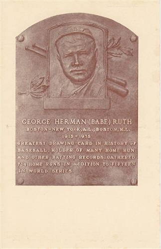 1936 George Babe Ruth Hall of Fame Plaque