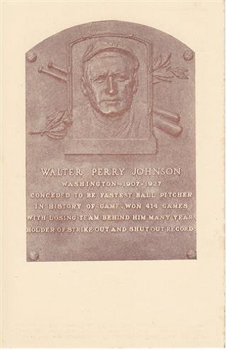 1936 Walter Johnson Hall of Fame Plaque