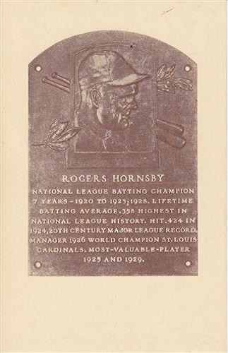 1942 Rogers Hornsby Hall of Fame Plaque
