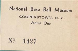 1938 National Base Ball<br/>Museum Ticket