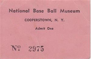1939 National Base Ball<br/>Museum Ticket