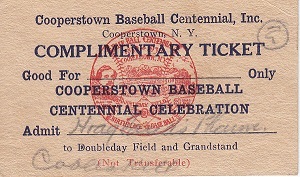 Complimentary Ticket for Doubleday Field