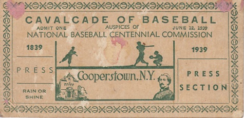 1939 Cavalcade of Baseball Autographed Press Ticket