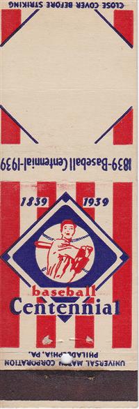 Baseball Centennial Matchbooks - Universal Match