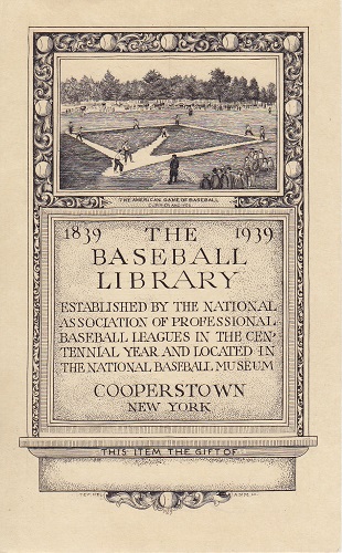 Dedication of National Baseball Library Book Plate