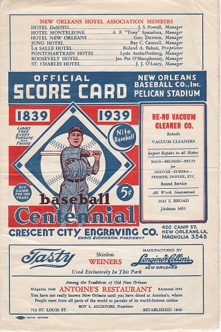 New Orleans Pelicans vs St. Louis Cardinals Centennial Score Card