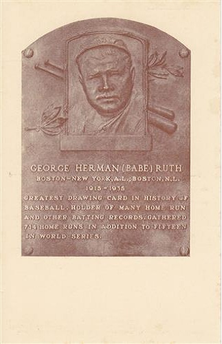 1936 George Babe Ruth 1936 George Babe Ruth Hall of Fame Plaque