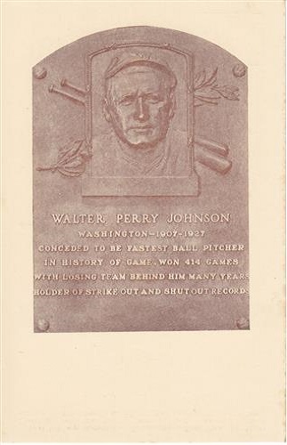 1936 Walter Johnson 1936 Walter Johnson Hall of Fame Plaque