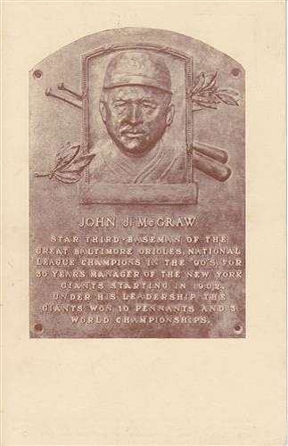 1937 John J McGraw 1937 John J McGraw Hall of Fame Plaque