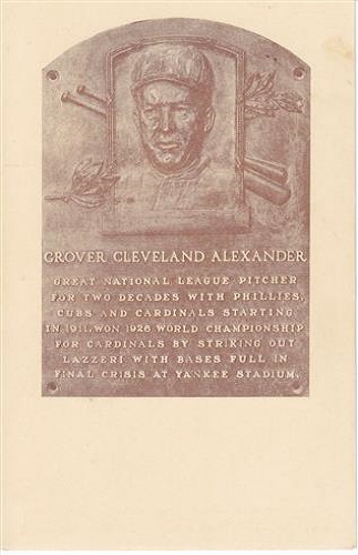 1938 Grover Cleveland Alexander 1938 Grover Cleveland Alexander Hall of Fame Plaque