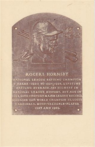 1942 Rogers Hornsby 1942 Rogers Hornsby Hall of Fame Plaque
