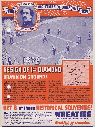 Wheaties Back Panels No. 1 - 1839 Design 1st Diamond