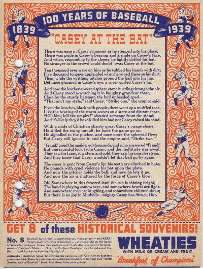 Wheaties Back Panels No. 8 - Casey at the Bat