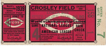 1939 World Series Game 4 ticket